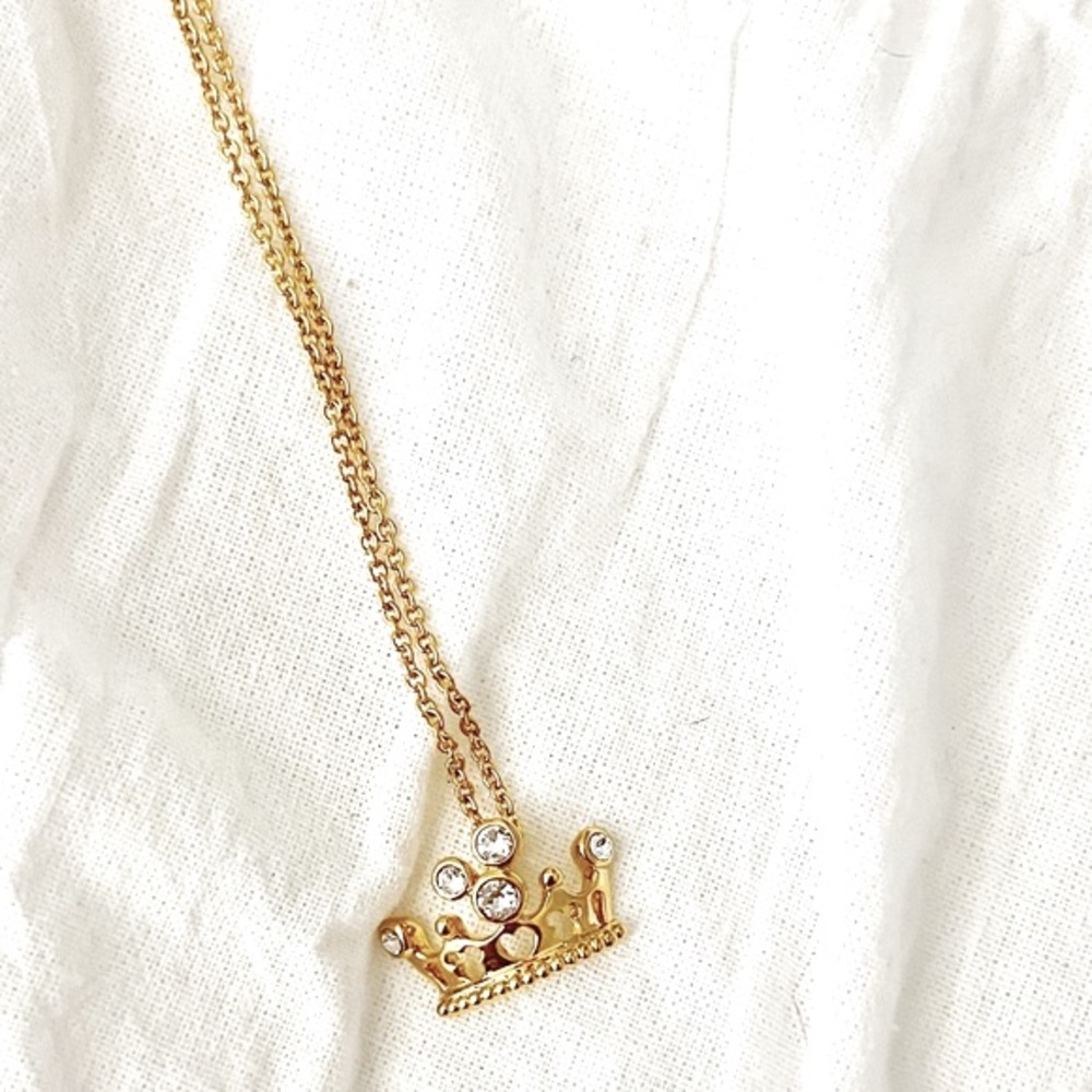 NWT DISNEY Mickey Crown Disney Park Arribas Necklace with Swarovski Crystal